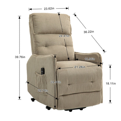 Recliner Chair, Electric Recliner Chairs for Adults, Side Pocket Power Reclining Chair Pocket Springs Seat Cushion