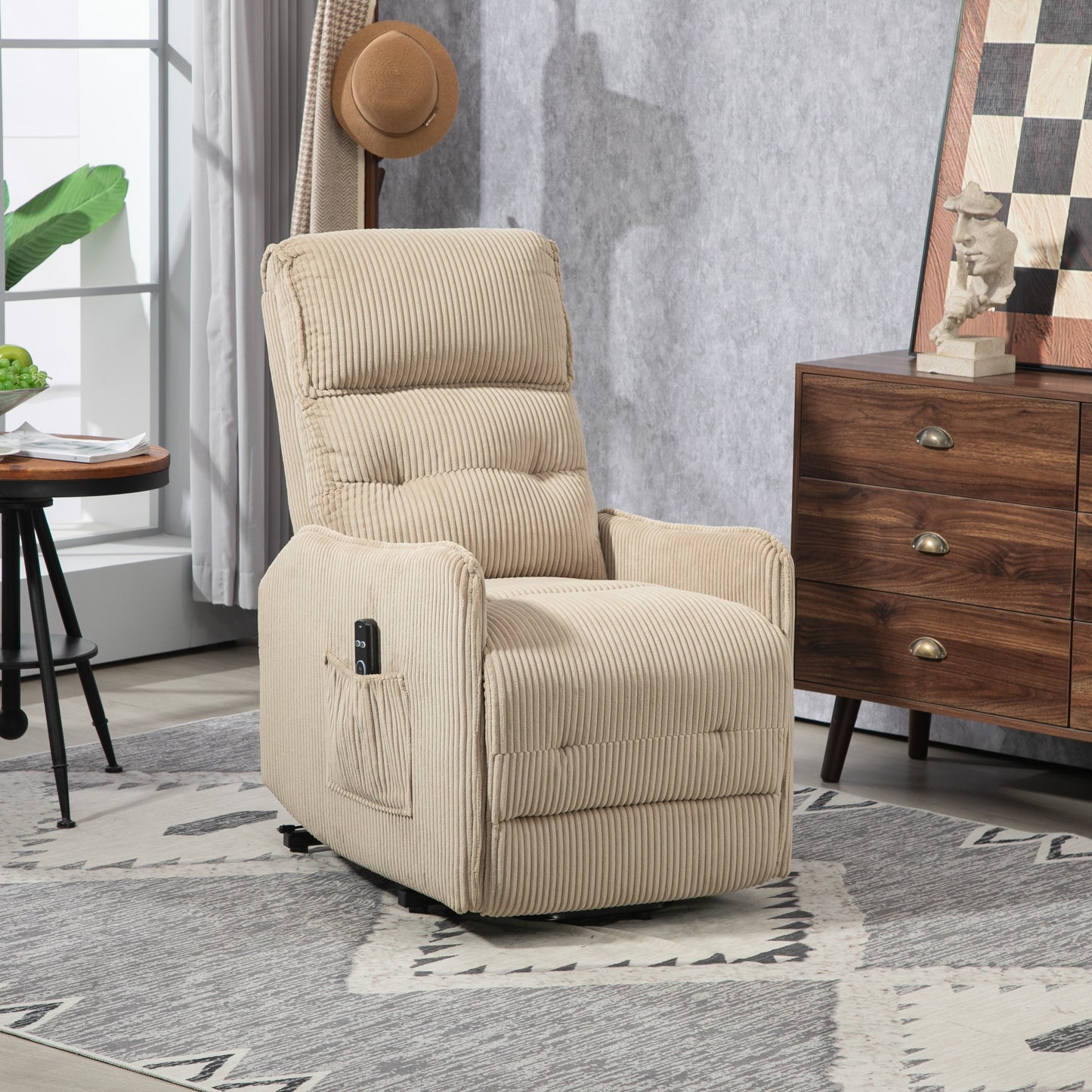 Recliner Chair, Electric Recliner Chairs for Adults, Side Pocket Power Reclining Chair Pocket Springs Seat Cushion