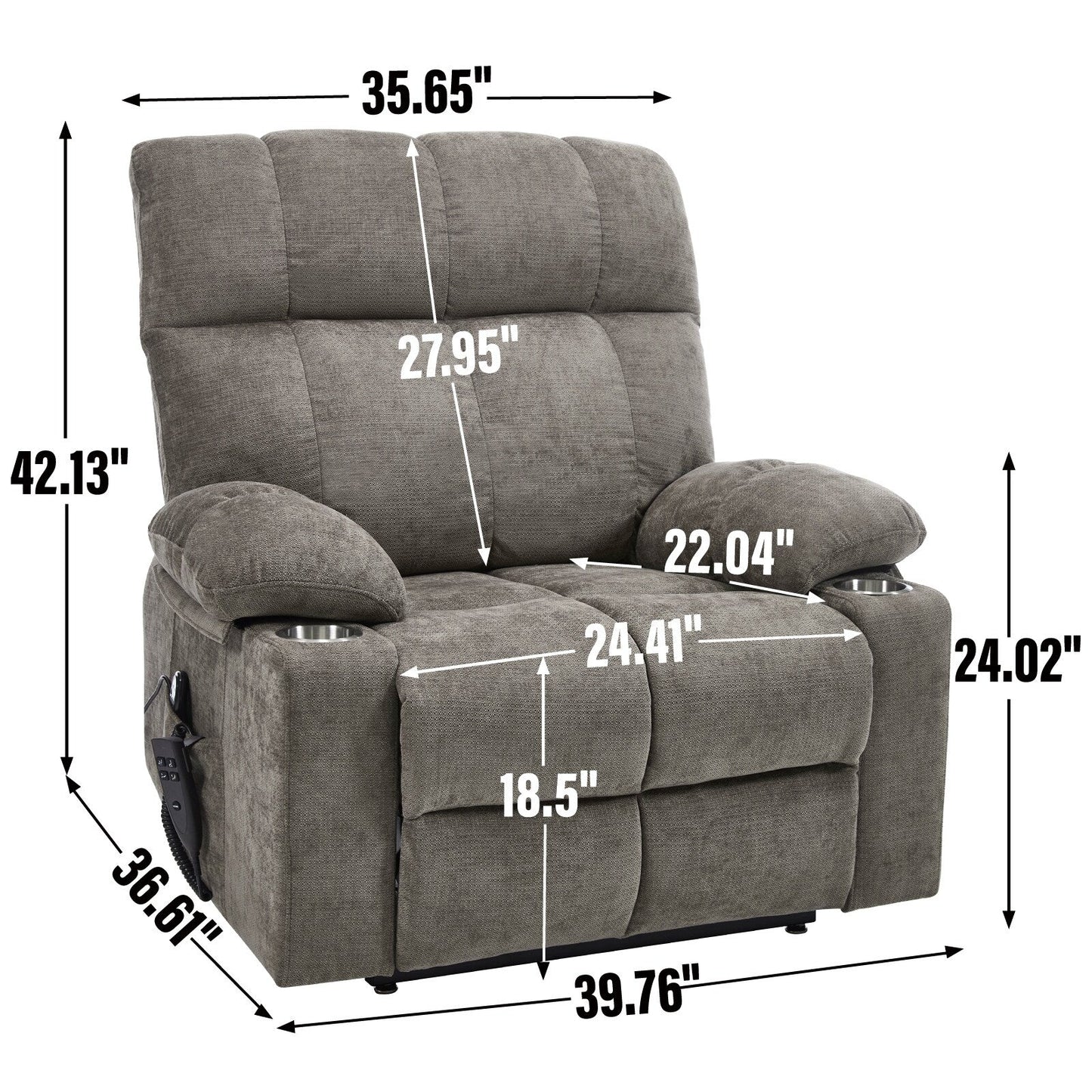 Recliner Chair, Heavy Duty Motion Mechanism with 8-Point Vibration Massage and Lumbar Heating, Dual Cup Holders