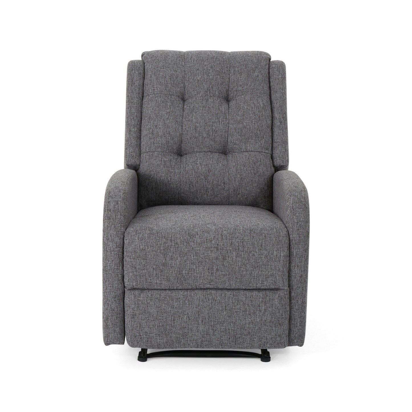 Recliner Chair, Manual Pull Tab, Button Tufted Charcoal Gray Fabric