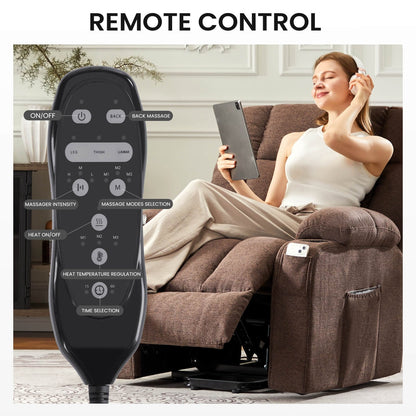 Recliner Chair, Reclining Massage Chair with Heat, Home Theater Seating Electric Power Lift Chair for Living Room