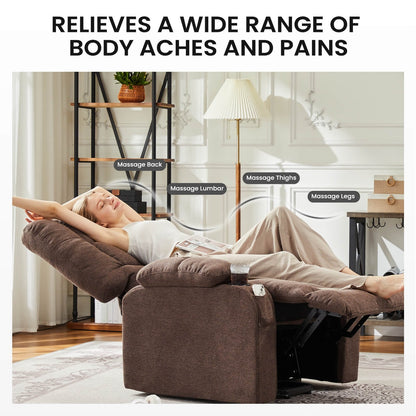 Recliner Chair, Reclining Massage Chair with Heat, Home Theater Seating Electric Power Lift Chair for Living Room