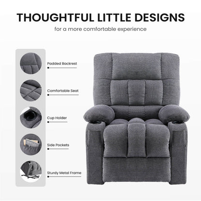 Recliner Chair, Reclining Massage Chair with Heat, Home Theater Seating Electric Power Lift Chair for Living Room