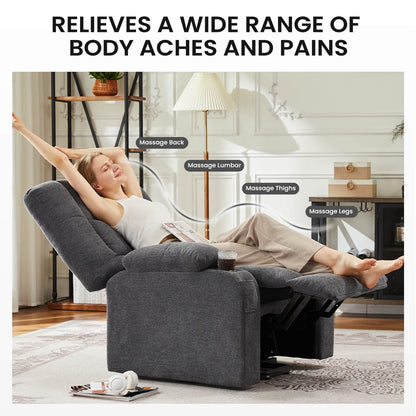 Recliner Chair, Reclining Massage Chair with Heat, Home Theater Seating Electric Power Lift Chair for Living Room