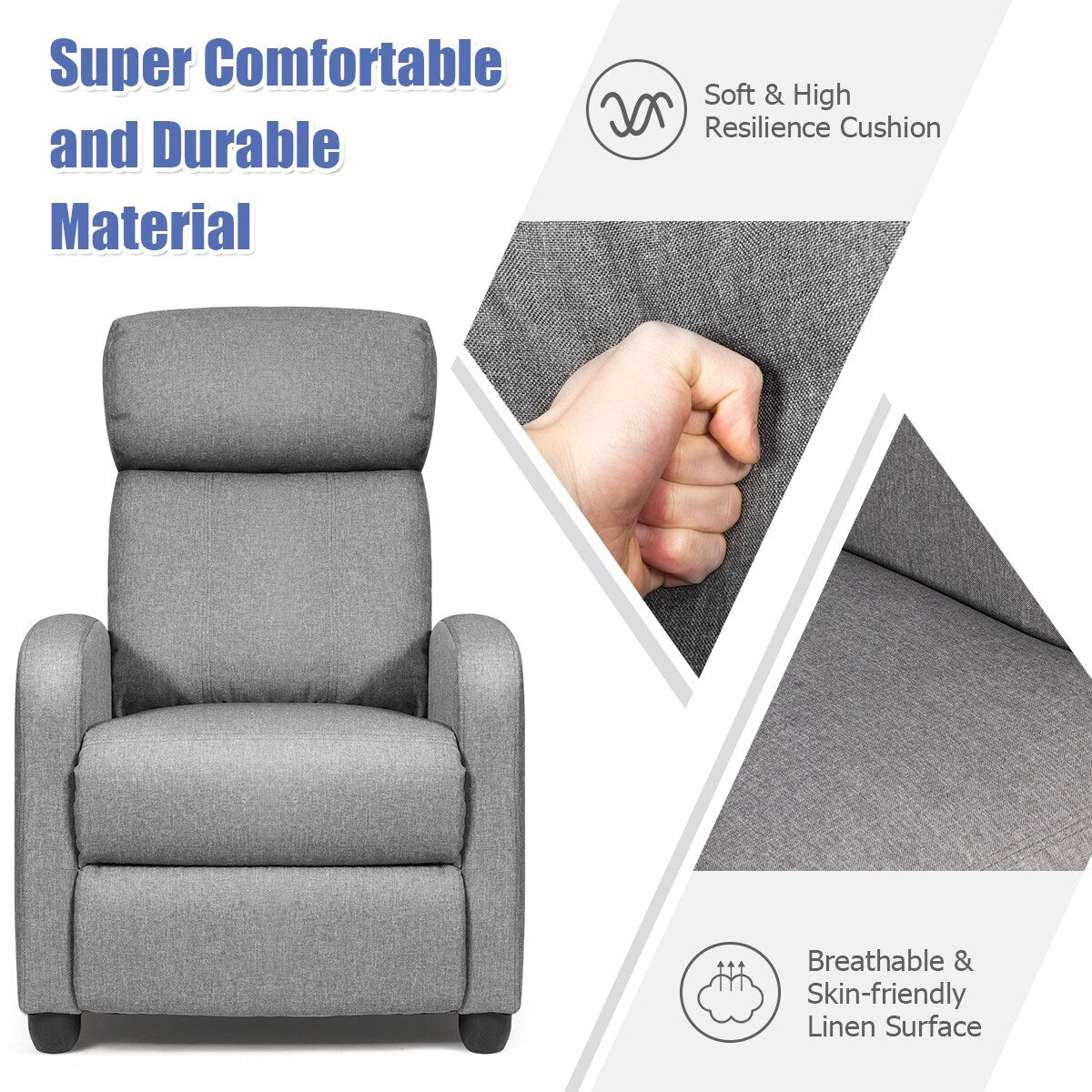 Recliner Massage Chair, Ergonomic Adjustable Single Sofa with Padded