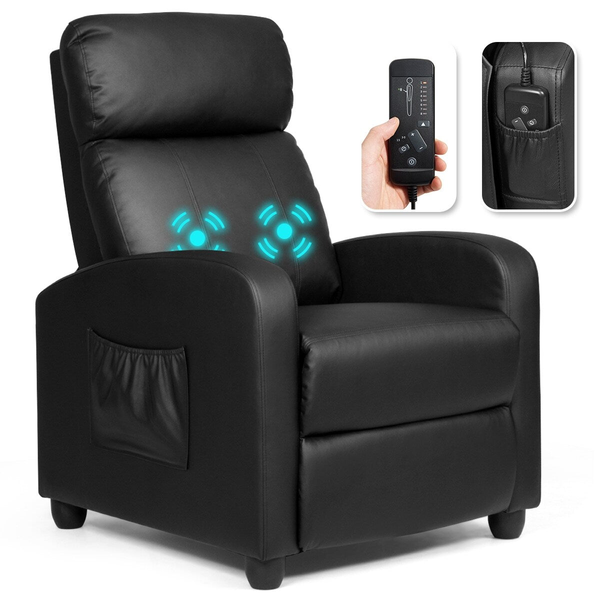 Recliner Massage Chair, Ergonomic Adjustable Single Sofa with Padded