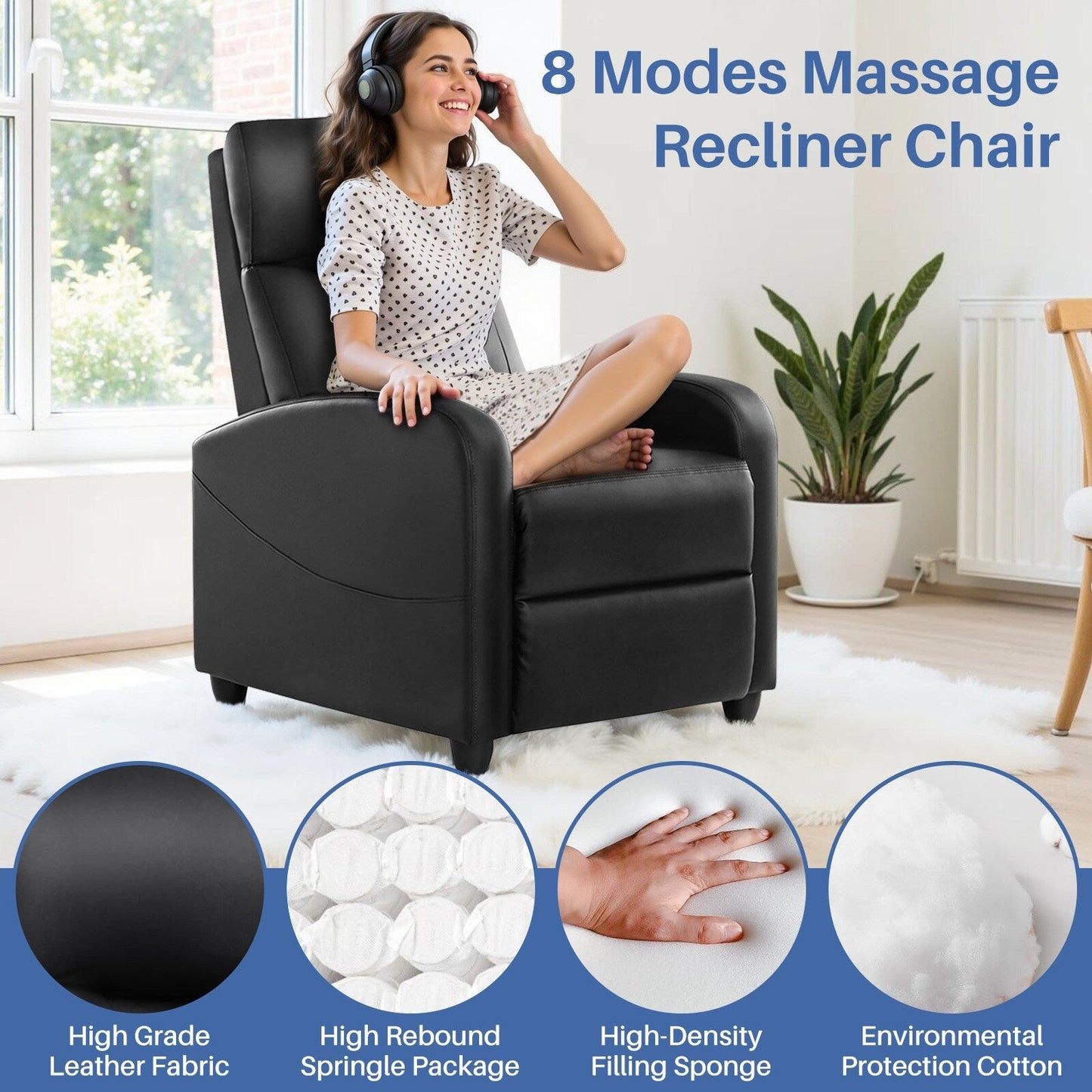 Recliner Massage Small Home Theater Seating Adjustable Recliner Chair for Living Room & Aldult