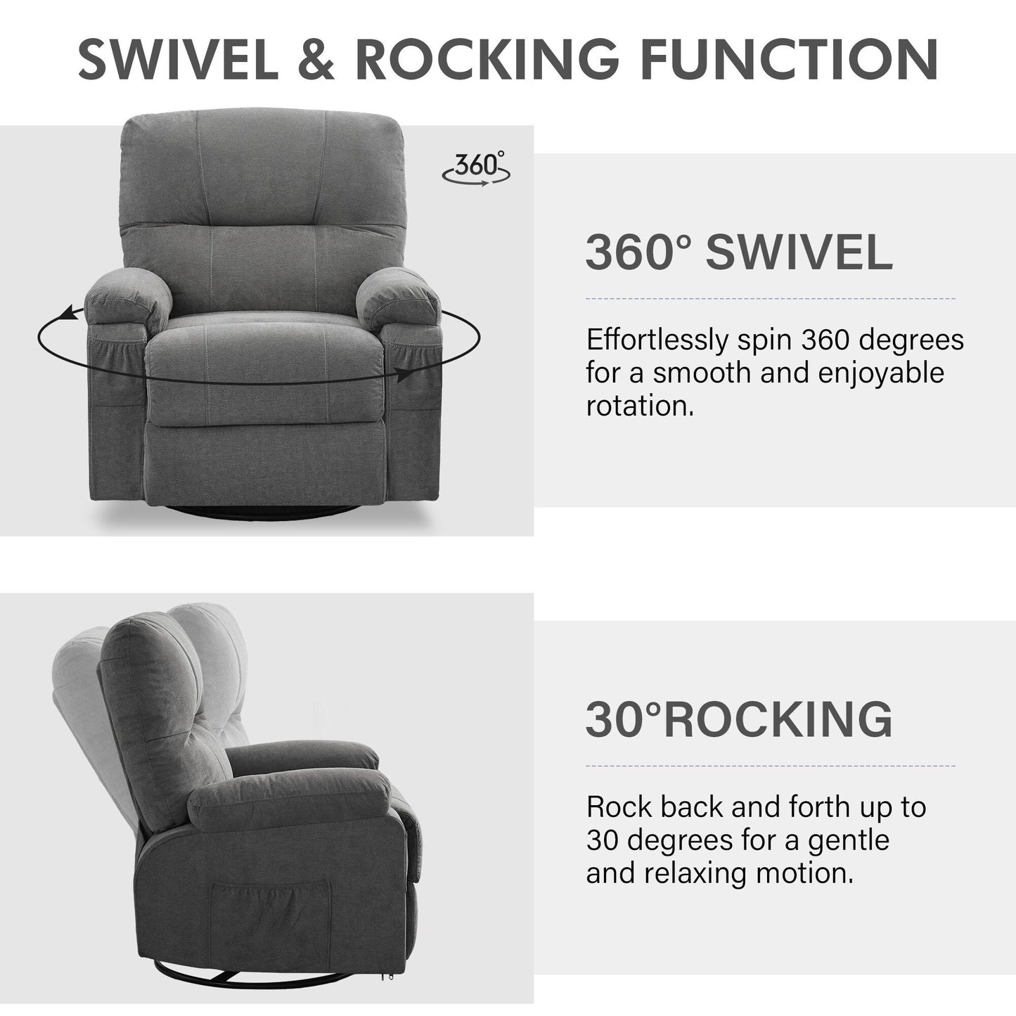 Recliner chair,360 degree rotating swing single sofa chair
