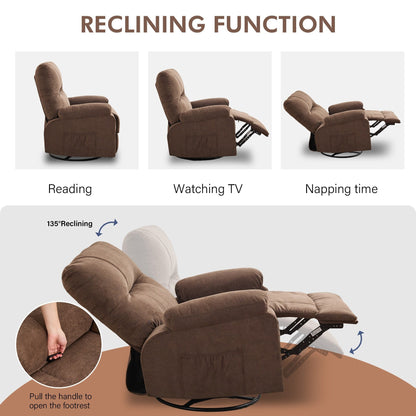 Recliner chair,360 degree rotating swing single sofa chair, equipped with soft cushion and backrest, comfortable armchair