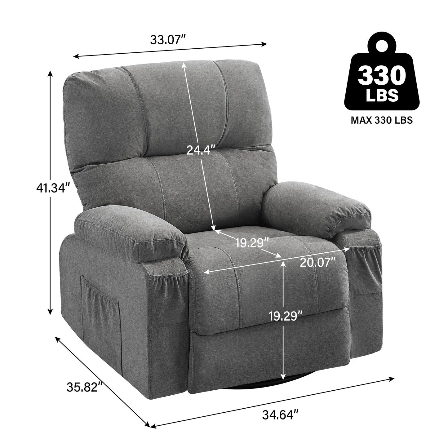 Recliner chair,360 degree rotating swing single sofa chair