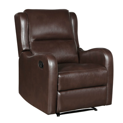 Reclining Chair 1pc Comfort Seating Faux Leather Upholstery Living Room Furniture Solid Wood