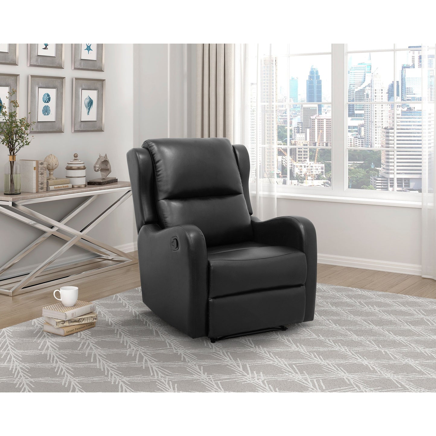 Reclining Chair 1pc Comfort Seating Faux Leather Upholstery Living Room Furniture Solid Wood