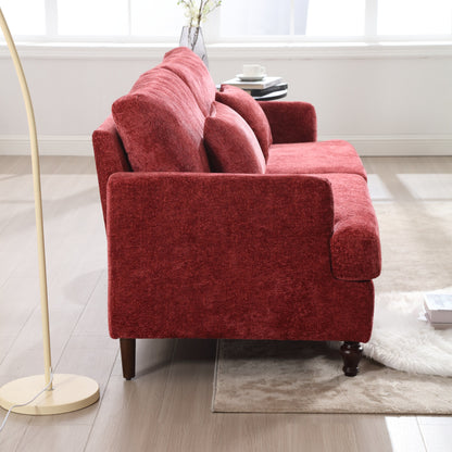 Red 68.9'' Fabric 2-Seater Sofa with Detachable Cushions and Solid Wood Frame