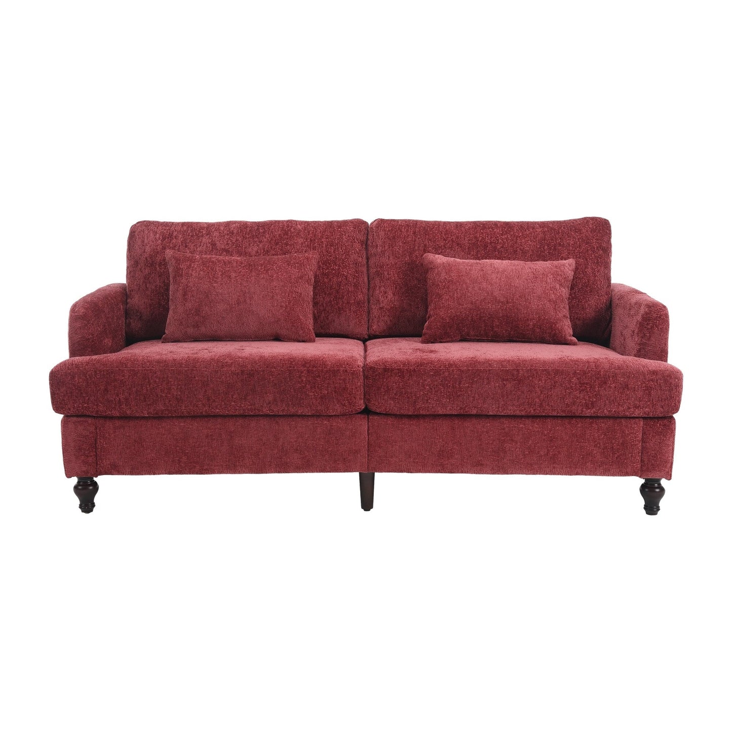 Red 68.9'' Fabric 2-Seater Sofa with Detachable Cushions and Solid Wood Frame