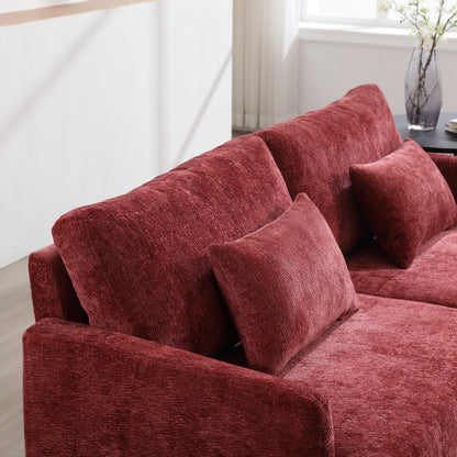 Red 68.9'' Fabric 2-Seater Sofa with Detachable Cushions and Solid Wood Frame