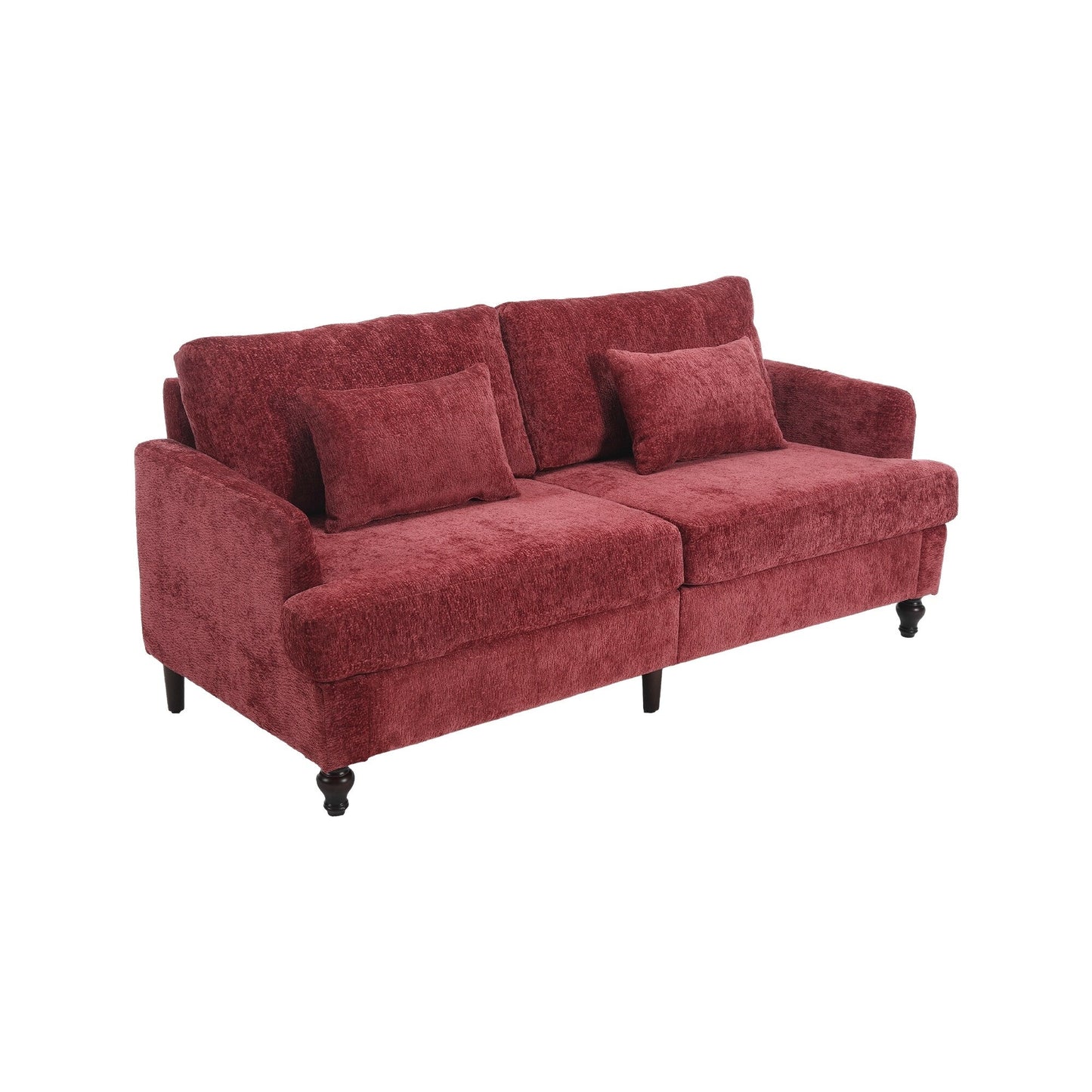Red 68.9'' Fabric 2-Seater Sofa with Detachable Cushions and Solid Wood Frame
