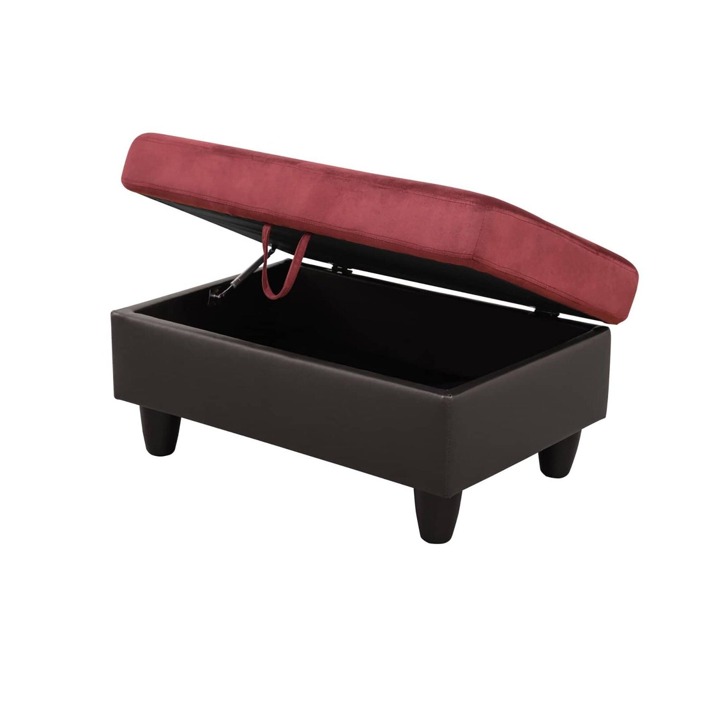 Red Flannel And PVC Living Room Storage Ottoman