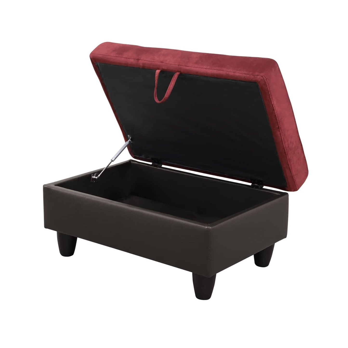 Red Flannel And PVC Living Room Storage Ottoman
