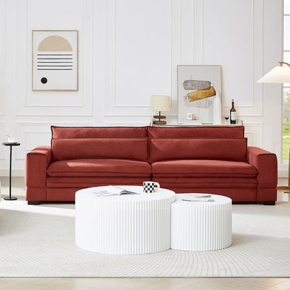 Red Modern 104.7'' 4-Seater Fabric Sofa with Wood Legs