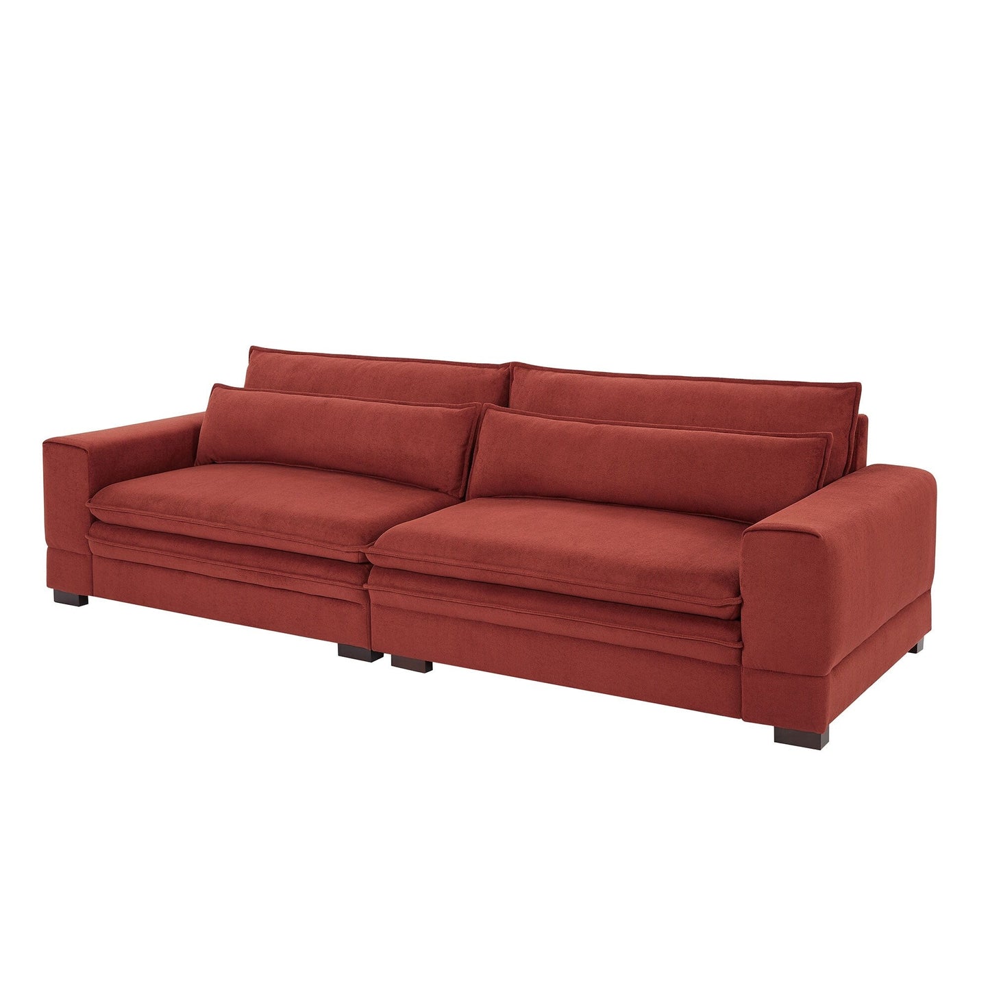 Red Modern 104.7'' 4-Seater Fabric Sofa with Wood Legs