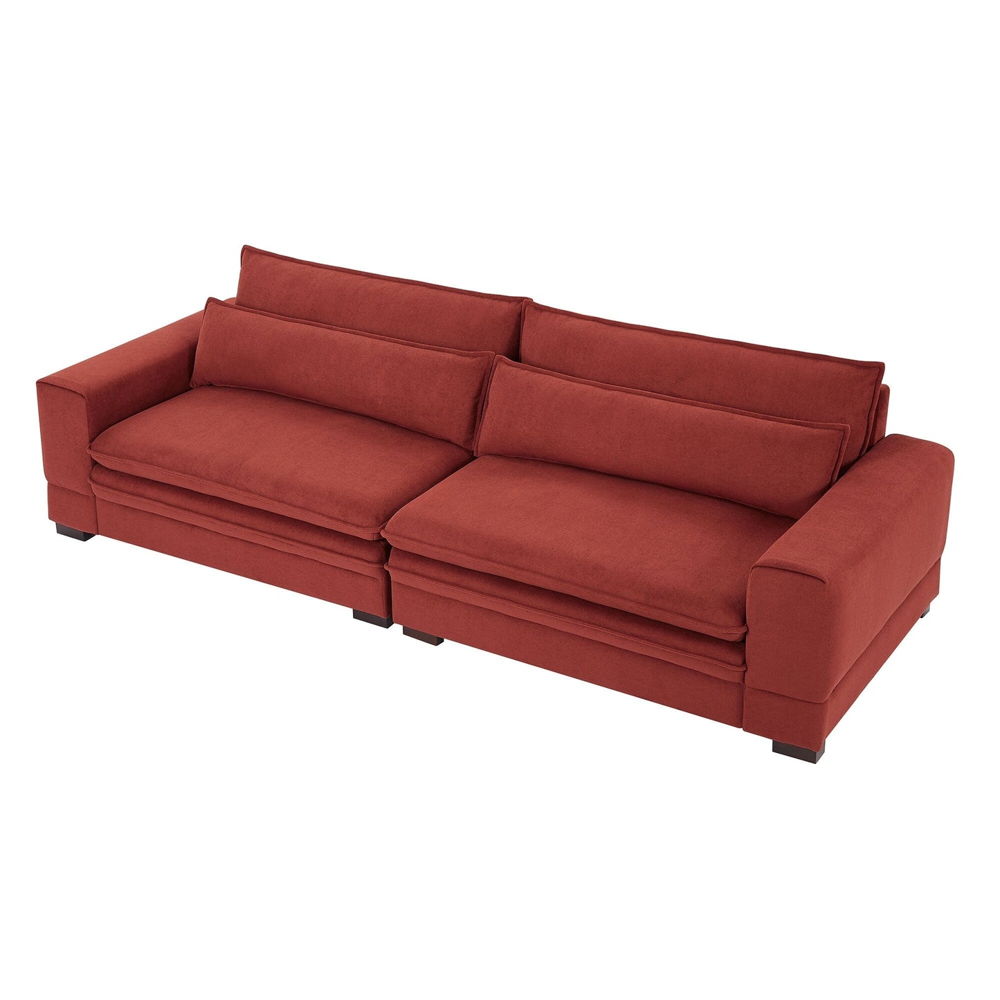 Red Modern 104.7'' 4-Seater Fabric Sofa with Wood Legs