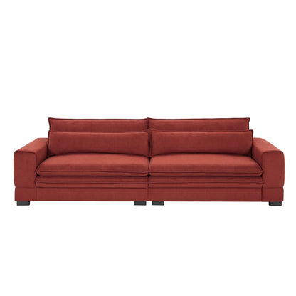 Red Modern 104.7'' 4-Seater Fabric Sofa with Wood Legs