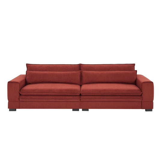 Red Modern 104.7'' 4-Seater Fabric Sofa with Wood Legs