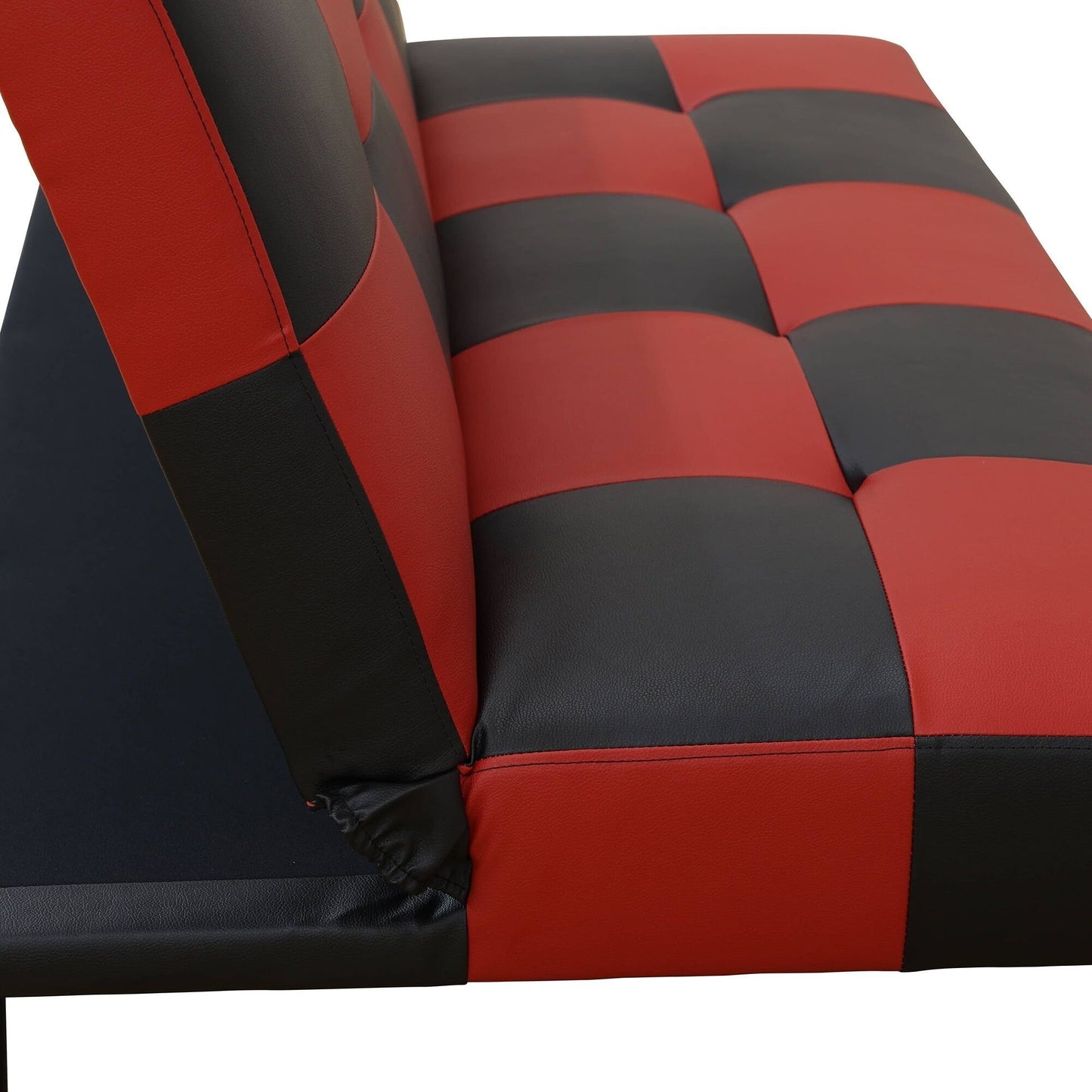 Red&Black Faux Leather Living Room Sofabed