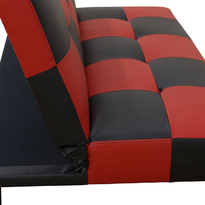 Red&Black Faux Leather Living Room Sofabed