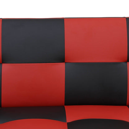 Red&Black Faux Leather Living Room Sofabed