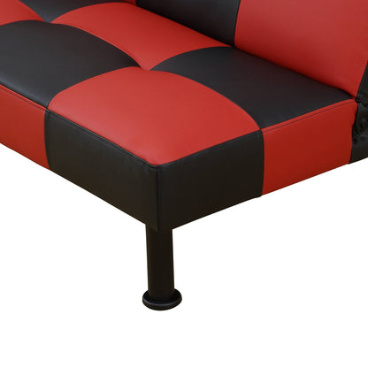 Red&Black Faux Leather Living Room Sofabed