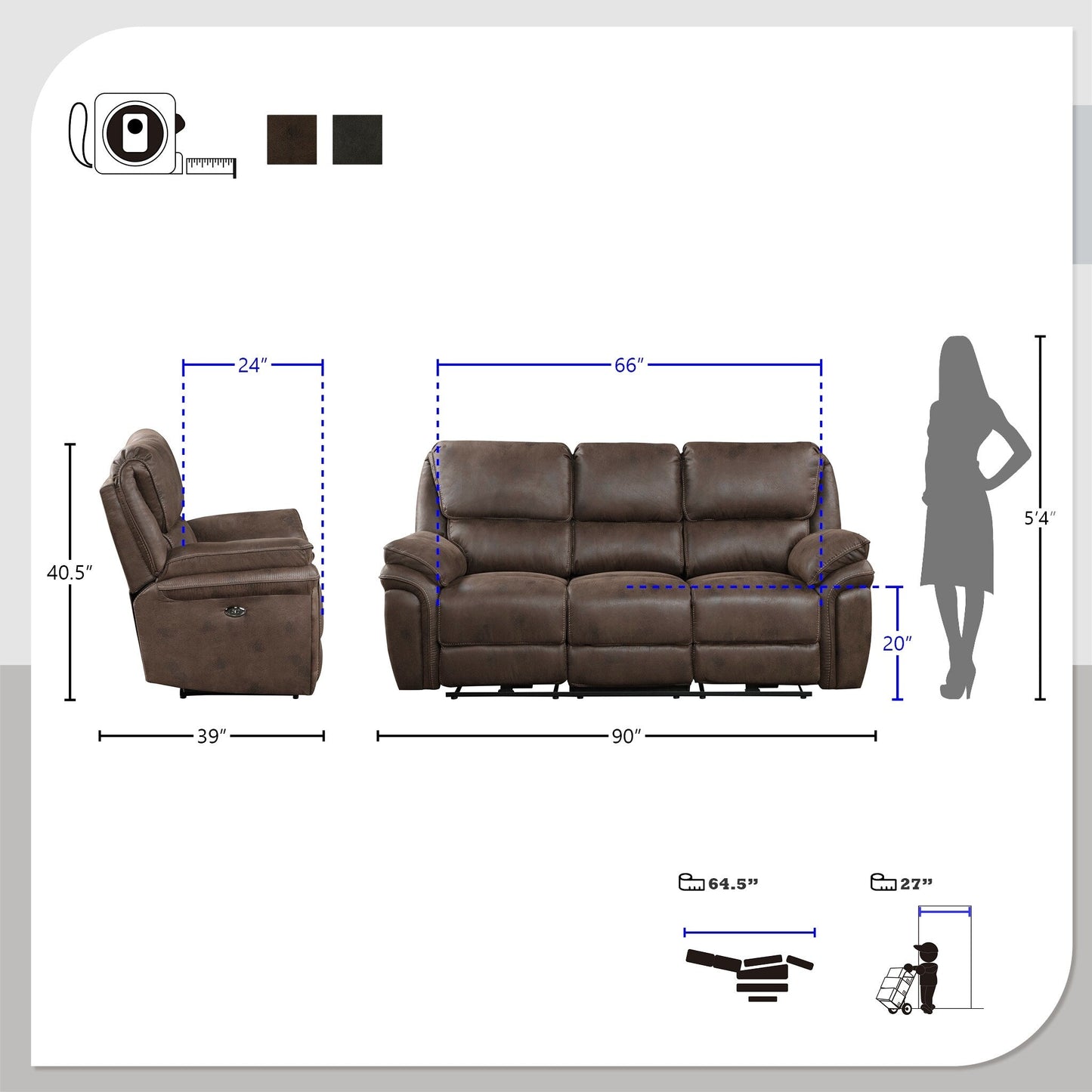 Regina Microfiber Power Double Reclining Sofa