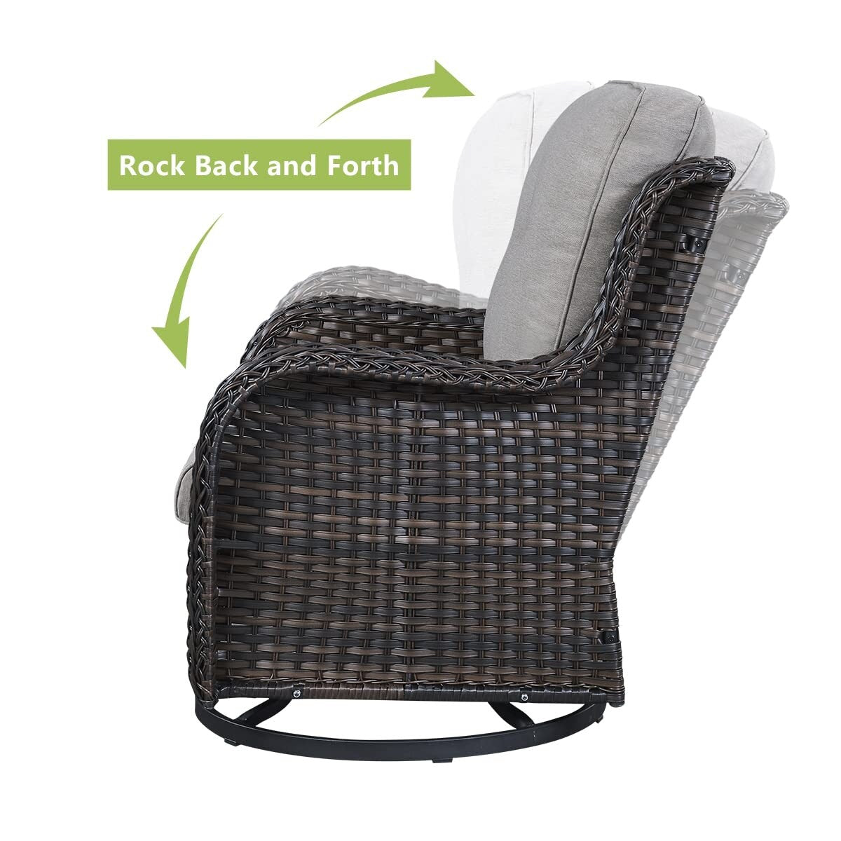 Pocassy 5-Piece Outdoor Furniture Set, Swivel chairs with Ottomans
