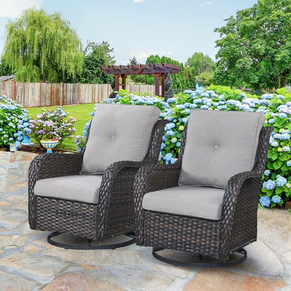 Pocassy 5-Piece Outdoor Furniture Set, Swivel chairs with Ottomans