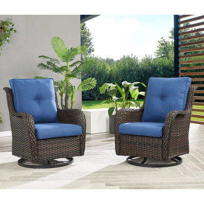 Pocassy 5-Piece Outdoor Furniture Set, Swivel chairs with Ottomans