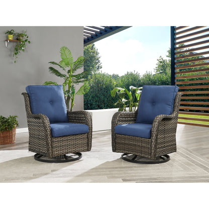Pocassy 5-Piece Outdoor Furniture Set, Swivel chairs with Ottomans