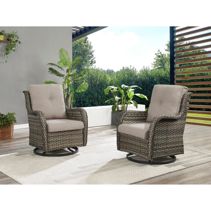 Pocassy 5-Piece Outdoor Furniture Set, Swivel chairs with Ottomans
