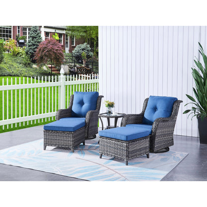 Pocassy 5-Piece Outdoor Furniture Set, Swivel chairs with Ottomans