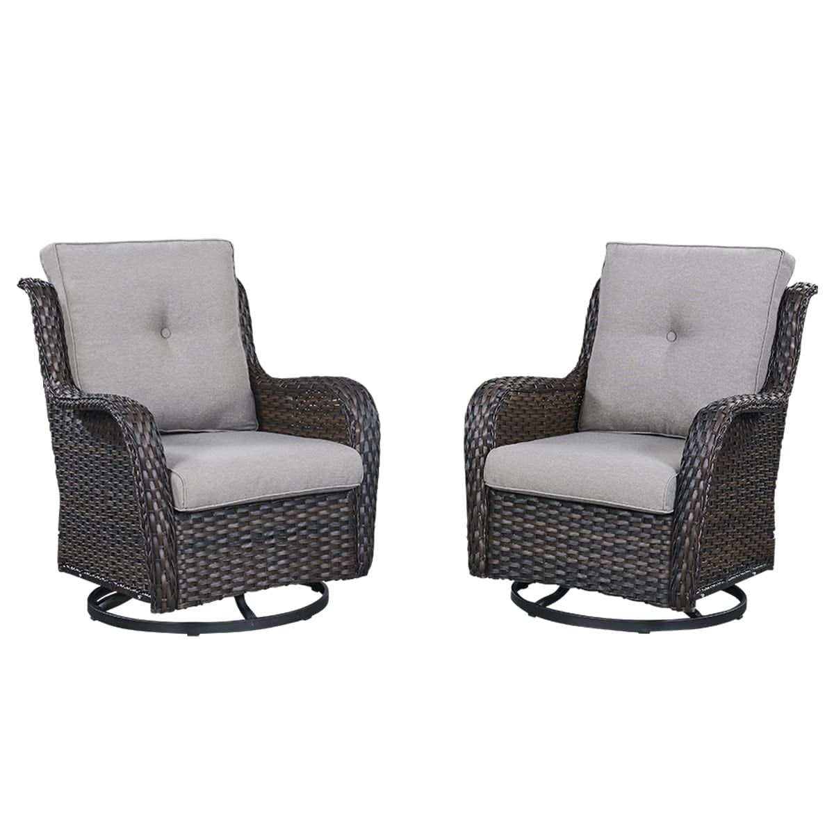 Pocassy 5-Piece Outdoor Furniture Set, Swivel chairs with Ottomans