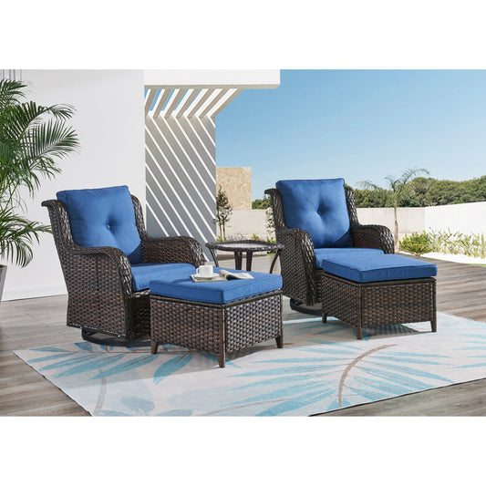 Pocassy 5-Piece Outdoor Furniture Set, Swivel chairs with Ottomans