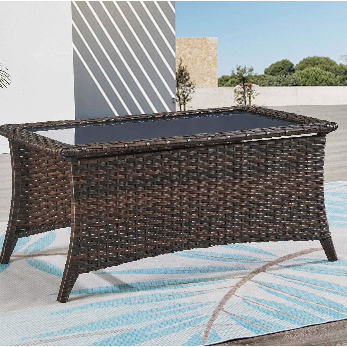Pocassy 4-Piece Outdoor Sofa Patio Chair with Coffee Table