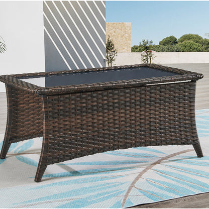 Pocassy 4-Piece Outdoor Sofa Patio Chair with Coffee Table