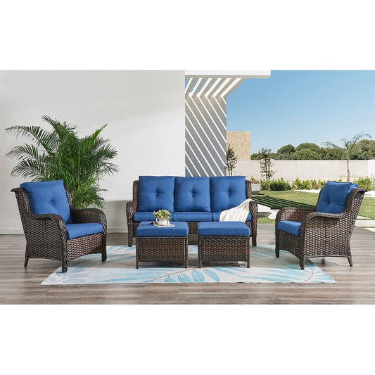 Pocassy 5-Piece Patio Furniture Set with Ottomans