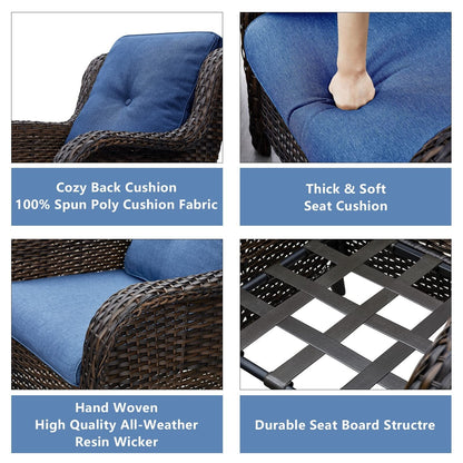 Pocassy 5-Piece Patio Furniture Set with Ottomans