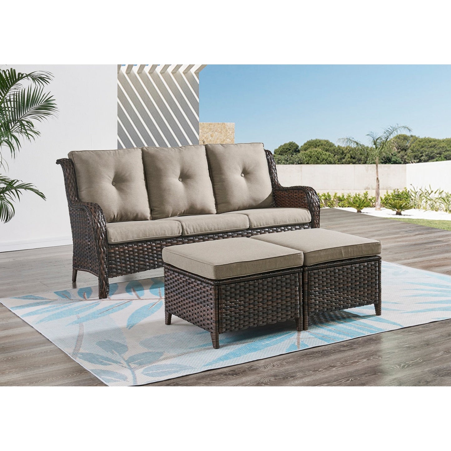 Pocassy 5-Piece Patio Furniture Set with Ottomans