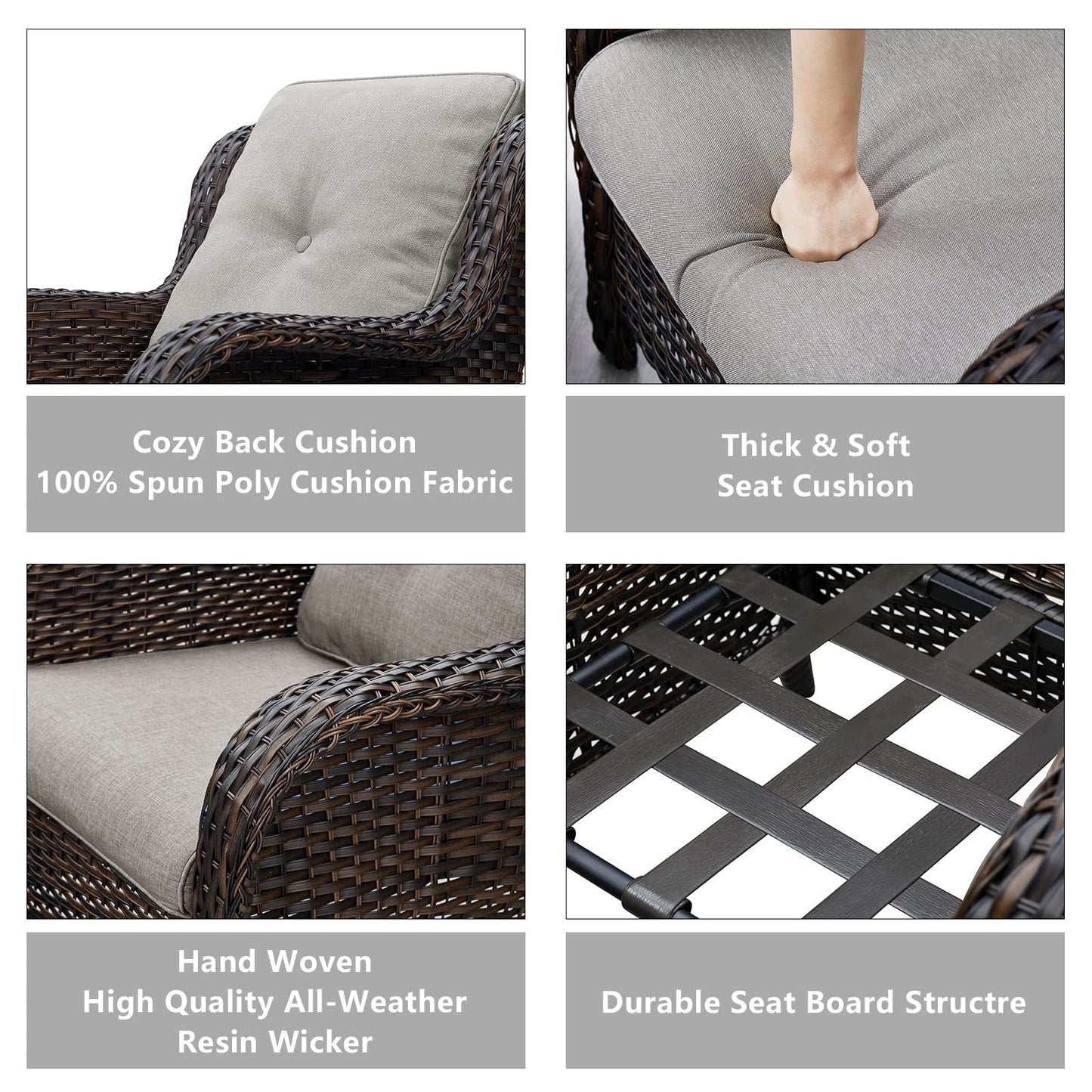 Pocassy 5-Piece Patio Furniture Set with Ottomans