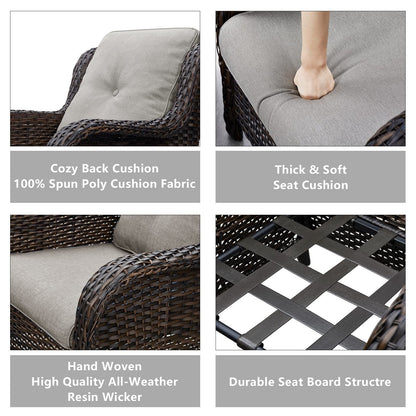 Pocassy 5-Piece Patio Furniture Set with Ottomans