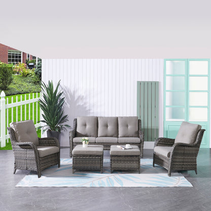 Pocassy 5-Piece Patio Furniture Set with Ottomans