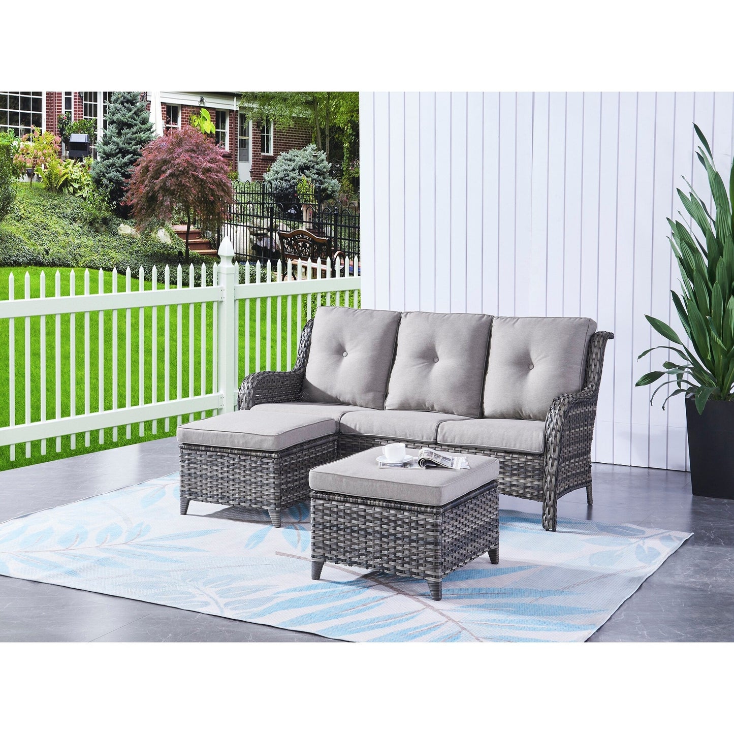 Pocassy 5-Piece Patio Furniture Set with Ottomans
