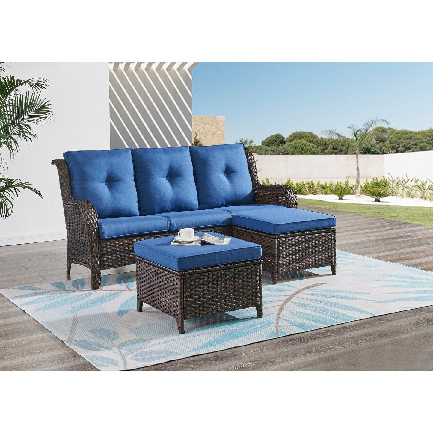 Pocassy 5-Piece Patio Furniture Set with Ottomans